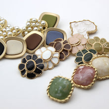 Load image into Gallery viewer, 5pcs/set Metal Button Rectangular Feel Button Point Oil Pearl Imitation Shell Coat Clip Clothing Decorative Button