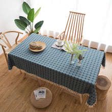 Load image into Gallery viewer, Embroidered Plaid Tassel Tablecloth Cotton Linen Linen for Rectangular Dining Table
