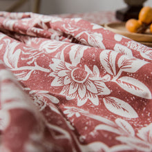 Load image into Gallery viewer, Tablecloth Plant Flower Bird Imitation Cotton Linen Fabric Orange Printed for Rectangular Dining Table