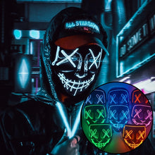 Load image into Gallery viewer, 1P Scary Halloween Colplay Light Up Purge Mask Halloween Masquerade Party LED Face Masks for Kids Men Women Mask Glowing in Dark