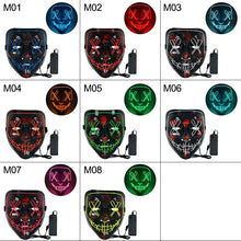 Load image into Gallery viewer, 1P Scary Halloween Colplay Light Up Purge Mask Halloween Masquerade Party LED Face Masks for Kids Men Women Mask Glowing in Dark