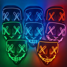 Load image into Gallery viewer, 1P Scary Halloween Colplay Light Up Purge Mask Halloween Masquerade Party LED Face Masks for Kids Men Women Mask Glowing in Dark