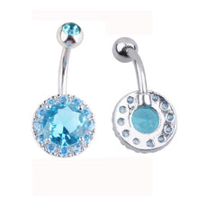 Load image into Gallery viewer, Navel Ring Round Zircon Belly Button Ring Body Piercing Jewelry 316L Stainless Steel Navel Ring
