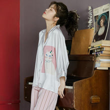 Load image into Gallery viewer, Loose Cartoon Print Women Pajamas Bat Sleeve Long Sleeve Trousers Suit Pijama