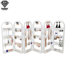 Load image into Gallery viewer, 2/3/4 Fans Panels Screen Folding Clear Earrings Studs Display Rack Necklace Jewelry Shelf Stand Holder Organizer Storage Box