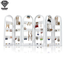 Load image into Gallery viewer, 2/3/4 Fans Panels Screen Folding Clear Earrings Studs Display Rack Necklace Jewelry Shelf Stand Holder Organizer Storage Box