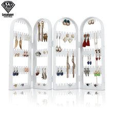 Load image into Gallery viewer, 2/3/4 Fans Panels Screen Folding Clear Earrings Studs Display Rack Necklace Jewelry Shelf Stand Holder Organizer Storage Box