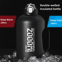 Load image into Gallery viewer, 2 Liter Water Bottle Stainless Steel Portable Straw Thermos Bottle Outdoor Sports gym Vacuum Water Flask Thermal Insulated Cup