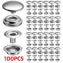 Load image into Gallery viewer, 200/100pcs 15mm Snap Kit, Marine Grade Snap Fastener Stainless Steel Snap Buttons for Boat Cover,Sewing Leather products,Canvas