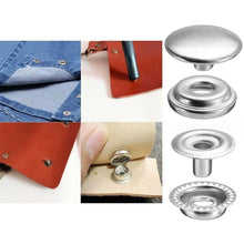 Load image into Gallery viewer, 200/100pcs 15mm Snap Kit, Marine Grade Snap Fastener Stainless Steel Snap Buttons for Boat Cover,Sewing Leather products,Canvas