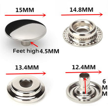 Load image into Gallery viewer, 200/100pcs 15mm Snap Kit, Marine Grade Snap Fastener Stainless Steel Snap Buttons for Boat Cover,Sewing Leather products,Canvas