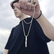 Load image into Gallery viewer, New Black Rectangle Pendant Necklace Men Trendy Simple Stainless Steel Chain Men Necklace Jewelry Gift