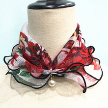 Load image into Gallery viewer, Pearl Pendant Scarf Necklace Vintage Leopard Pattern Dot Printing Scarf Trendy Crimping Elastic Women All-Match Scarves