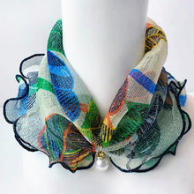 Load image into Gallery viewer, Pearl Pendant Scarf Necklace Vintage Leopard Pattern Dot Printing Scarf Trendy Crimping Elastic Women All-Match Scarves