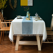 Load image into Gallery viewer, Tablecloth Lace Cotton Linen Fabric Striped Minimalist Rectangular Table Cloth