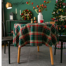 Load image into Gallery viewer, Christmas Plaid Table Cloth Ins Style Nordic Retro round Tablecloth American Plaid Tablecloth Coffee Table Cover Cloth