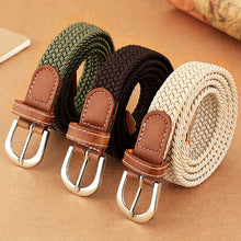 Load image into Gallery viewer, Women's Elastic Woven Elastic Pant Belt Men's and Women's Korean-Style Pin Buckle Student Thin Belt