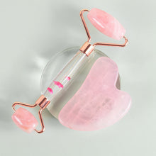 Load image into Gallery viewer, Jade Roller Flower Rod Scraping Plate Roller Set Facial Scraping Eye Massage Scraping Plate Powder Crystal Roller