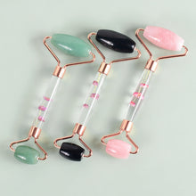 Load image into Gallery viewer, Jade Roller Flower Rod Scraping Plate Roller Set Facial Scraping Eye Massage Scraping Plate Powder Crystal Roller