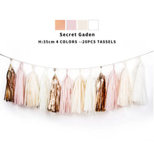 Load image into Gallery viewer, 20pcs Multicolor DIY Tissue Paper Tassel Garland Sets Baby Shower Anniversary Birthday Party Wedding Decoration Crafts Supplies