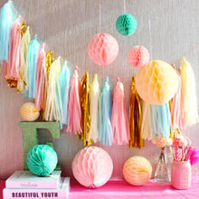 Load image into Gallery viewer, 20pcs Multicolor DIY Tissue Paper Tassel Garland Sets Baby Shower Anniversary Birthday Party Wedding Decoration Crafts Supplies