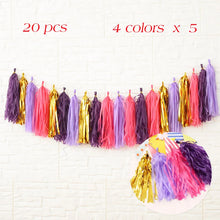 Load image into Gallery viewer, 20pcs Multicolor DIY Tissue Paper Tassel Garland Sets Baby Shower Anniversary Birthday Party Wedding Decoration Crafts Supplies