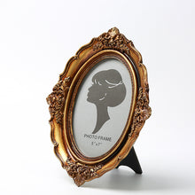 Load image into Gallery viewer, European-Style Carved Resin Photo Frame Oval Retro Distressed Photo Frame and Picture Frame Wall Mounted Bronze Photo Frame