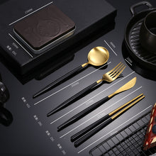 Load image into Gallery viewer, Creative Splicing Tableware 304 Stainless Steel Portuguese Knife Fork Spoon and Chopsticks Western Tableware
