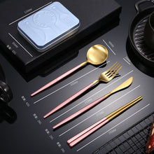 Load image into Gallery viewer, Creative Splicing Tableware 304 Stainless Steel Portuguese Knife Fork Spoon and Chopsticks Western Tableware