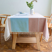 Load image into Gallery viewer, Striped Jacquard Cotton Linen Tablecloth Rectangular Table Cloth