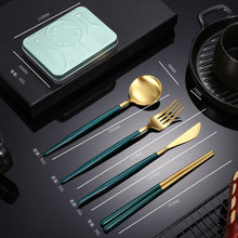 Load image into Gallery viewer, Creative Splicing Tableware 304 Stainless Steel Portuguese Knife Fork Spoon and Chopsticks Western Tableware