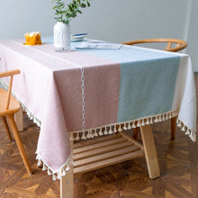Load image into Gallery viewer, Striped Jacquard Cotton Linen Tablecloth Rectangular Table Cloth