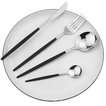 Load image into Gallery viewer, Stainless Steel Tableware 24-Piece Set Bright Portuguese Western Food Gold Knife, Fork and Spoon I