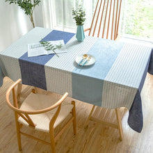 Load image into Gallery viewer, Rectangular Tablecloth Cotton and Linen Stripes Contrast Color Decorative Table Cloth