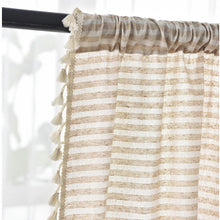 Load image into Gallery viewer, Simple Cotton and Linen Curtain Striped Tassel Living Room Curtain Rod