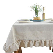 Load image into Gallery viewer, Cotton Linen Tablecloth Simple Lotus Edge Table Cloth Linen Dining Table Cover Cloth