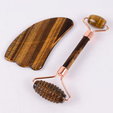 Load image into Gallery viewer, Jade Roller Face Gua Sha Scraping Massage Tool Massage Stick Face Scraper Crystal Tiger-Shaped Stone Thorn Roller Scraper Set