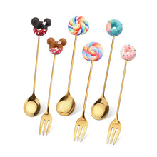 Load image into Gallery viewer, Small Spoon Dessert Fork Donut Spoon Lollipop Macaron Spoon Small Spoon Mouse Head