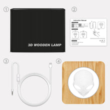 Load image into Gallery viewer, Alien UFO 3D Modeling Wooden Lamp Acrylic USB Light Crafts