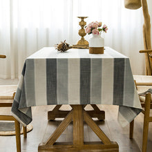 Load image into Gallery viewer, Tablecloth Striped Cotton Linen Material Dustproof Rectangular Tablecloth