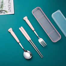 Load image into Gallery viewer, Ceramic Stainless Steel Tableware Set Cartoon Children's Tableware Student Travel Portable Tableware