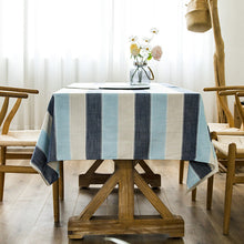 Load image into Gallery viewer, Tablecloth Striped Cotton Linen Material Dustproof Rectangular Tablecloth