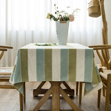 Load image into Gallery viewer, Tablecloth Striped Cotton Linen Material Dustproof Rectangular Tablecloth