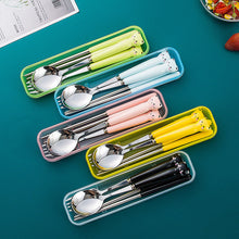 Load image into Gallery viewer, Ceramic Stainless Steel Tableware Set Cartoon Children's Tableware Student Travel Portable Tableware