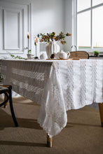 Load image into Gallery viewer, Lace Jacquard White Tablecloth Hollow Rectangular Dining Table Fabric