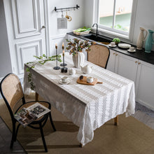 Load image into Gallery viewer, Lace Jacquard White Tablecloth Hollow Rectangular Dining Table Fabric
