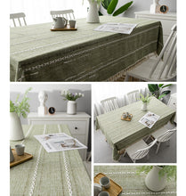 Load image into Gallery viewer, 3-Color Striped Embroidery Tablecloth Cotton Linen Fabric Tea Table Tablecloth Pad