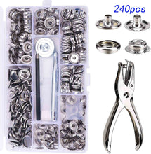 Load image into Gallery viewer, 240pcs 15mm Canvas Snap Kit, Marine Grade Snap Fastener Stainless Steel Snap Buttons for Boat Cover,Sewing Leather products,Tent