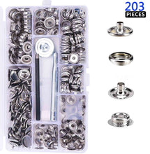 Load image into Gallery viewer, 240pcs 15mm Canvas Snap Kit, Marine Grade Snap Fastener Stainless Steel Snap Buttons for Boat Cover,Sewing Leather products,Tent