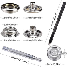 Load image into Gallery viewer, 240pcs 15mm Canvas Snap Kit, Marine Grade Snap Fastener Stainless Steel Snap Buttons for Boat Cover,Sewing Leather products,Tent